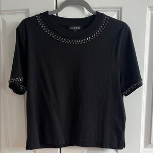 J. Crew Black Short Sleeve Top with Stud Accents size XS